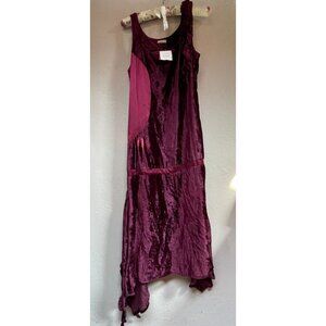 Yantha Scoop Neck Sleeveless Velvet Asymmetric Night Maxi Dress Medium Wine New